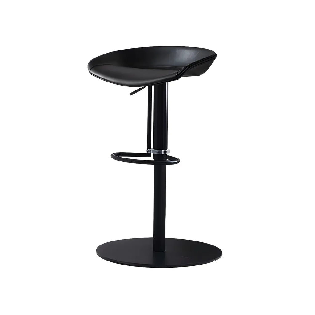 Adjustable Black Leather Saddle Swivel Bar Stools