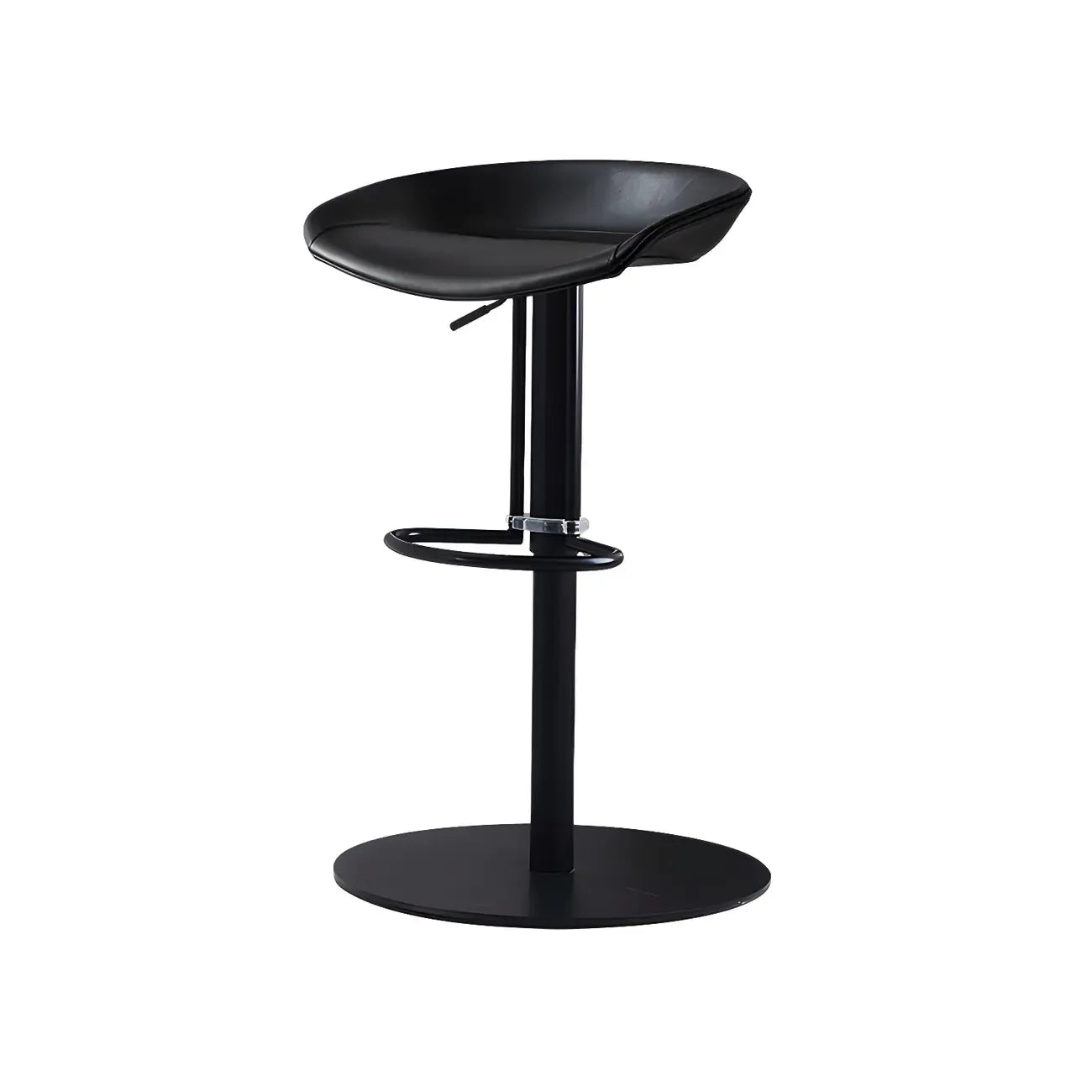 Adjustable Black Leather Saddle Swivel Bar Stools