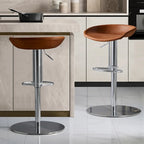 Adjustable Black Leather Saddle Swivel Bar Stools
