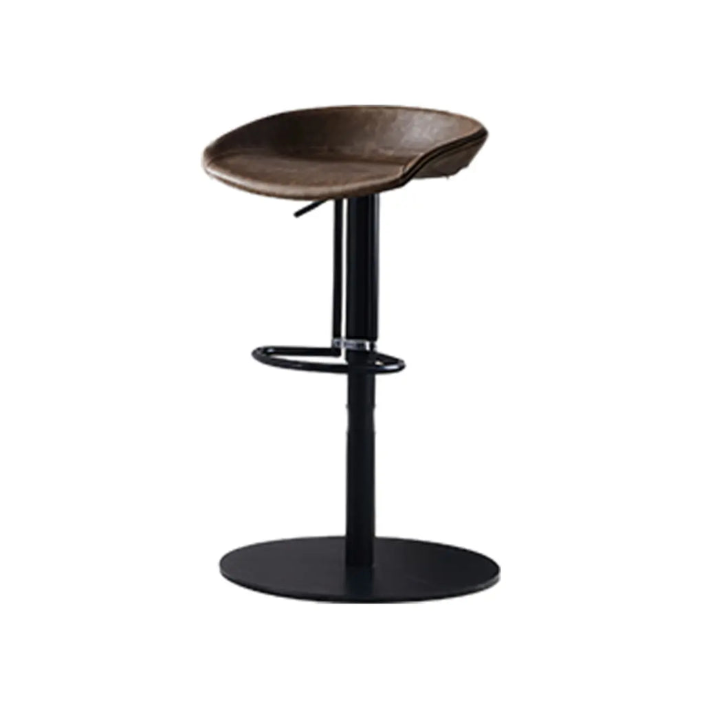 Adjustable Black Leather Saddle Swivel Bar Stools