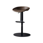 Adjustable Black Leather Saddle Swivel Bar Stools
