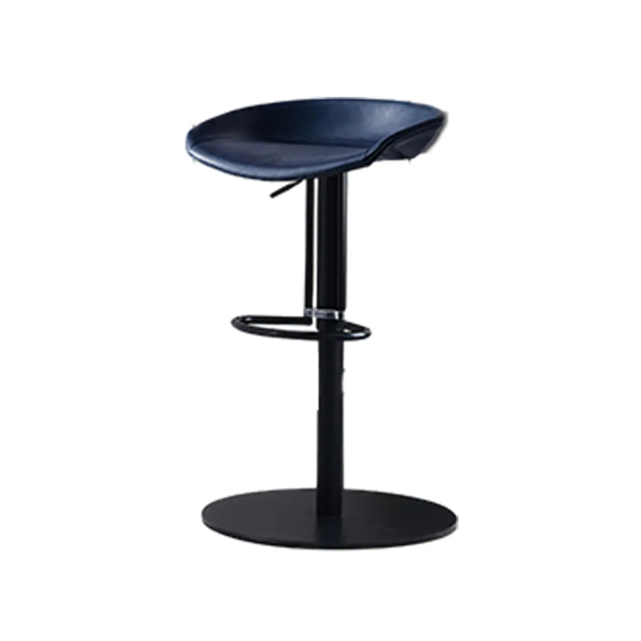 Adjustable Black Leather Saddle Swivel Bar Stools