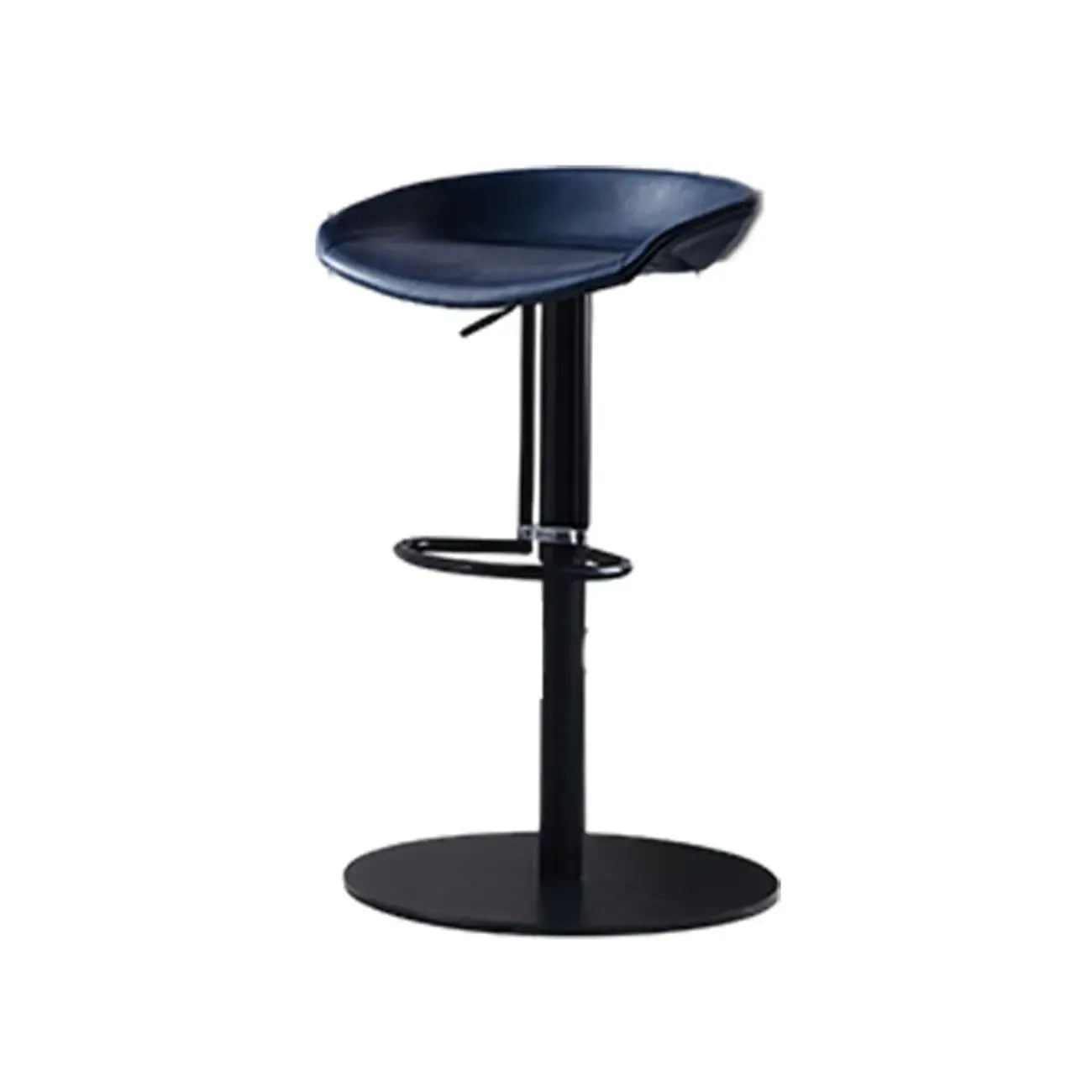 Adjustable Black Leather Saddle Swivel Bar Stools