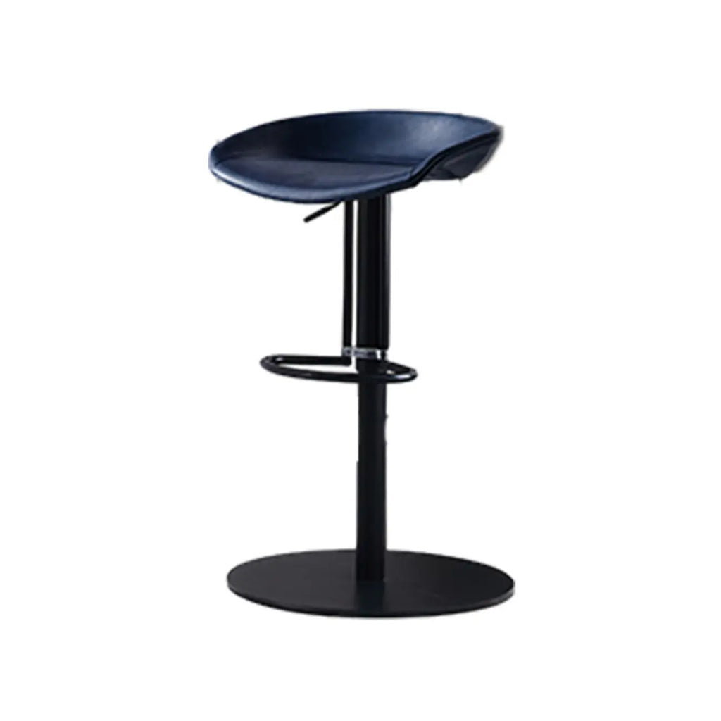 Adjustable Black Leather Saddle Swivel Bar Stools