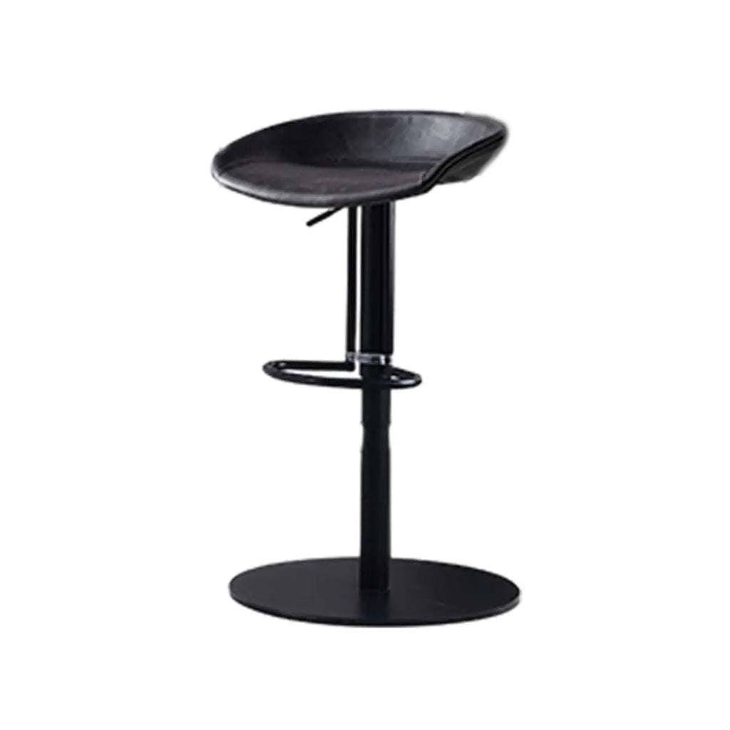 Adjustable Black Leather Saddle Swivel Bar Stools