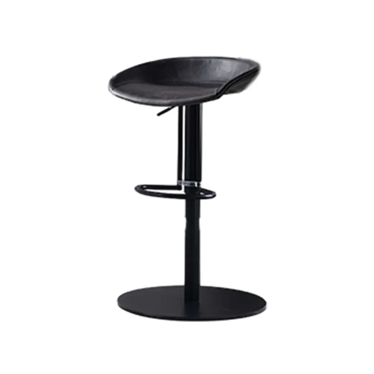 Adjustable Black Leather Saddle Swivel Bar Stools
