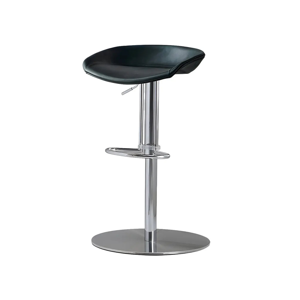 Adjustable Black Leather Saddle Swivel Bar Stools
