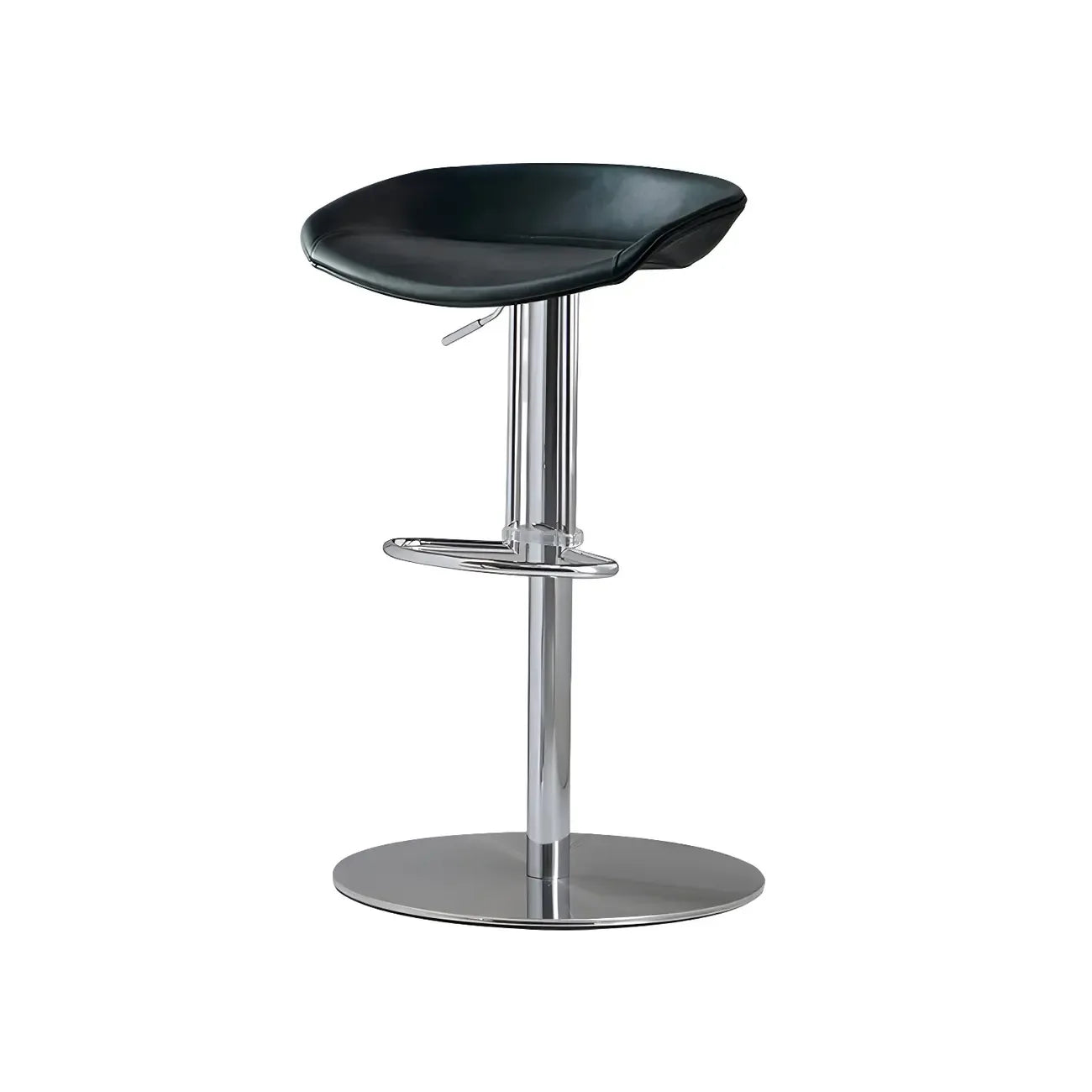 Adjustable Black Leather Saddle Swivel Bar Stools