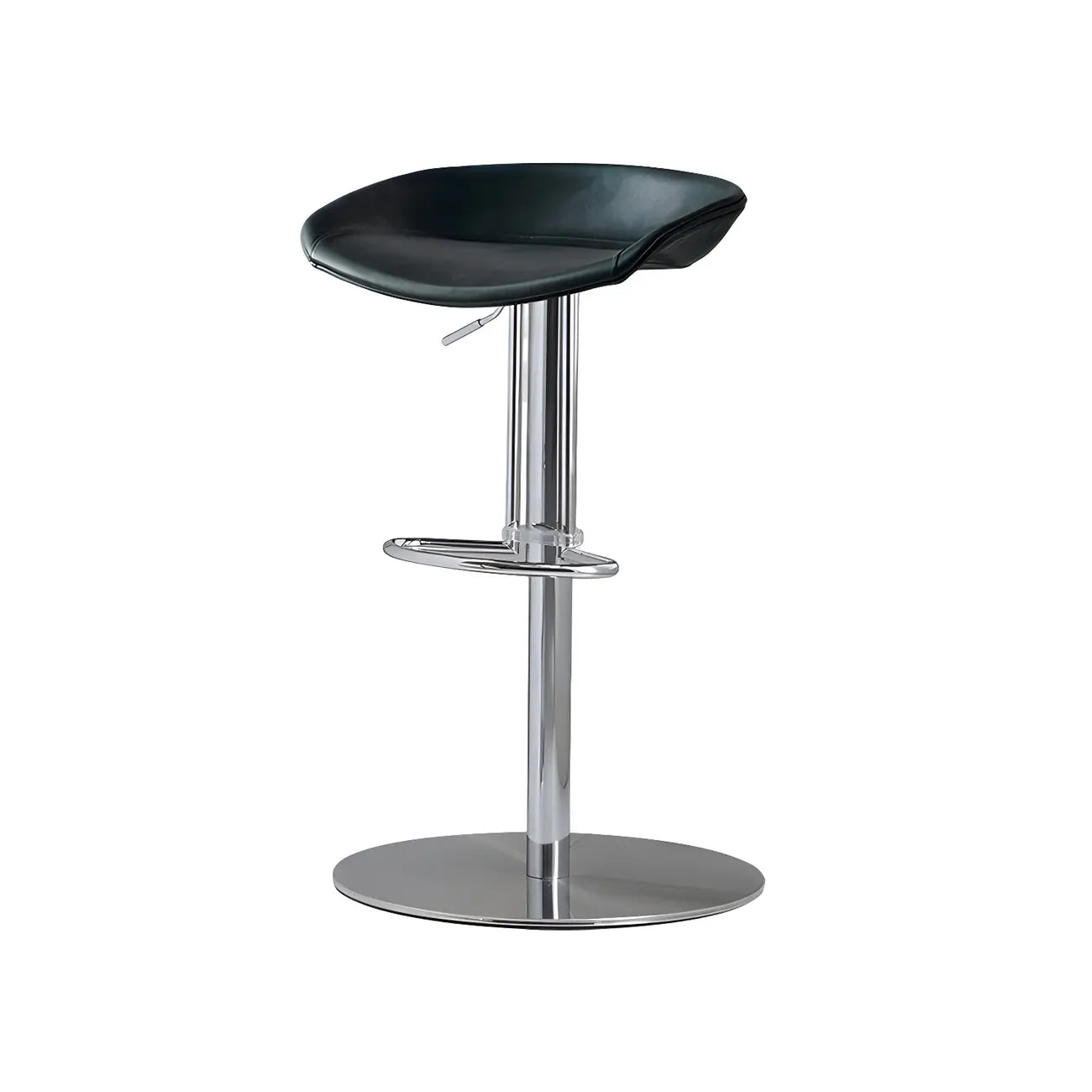 Adjustable Black Leather Saddle Swivel Bar Stools