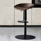 Adjustable Black Leather Saddle Swivel Bar Stools