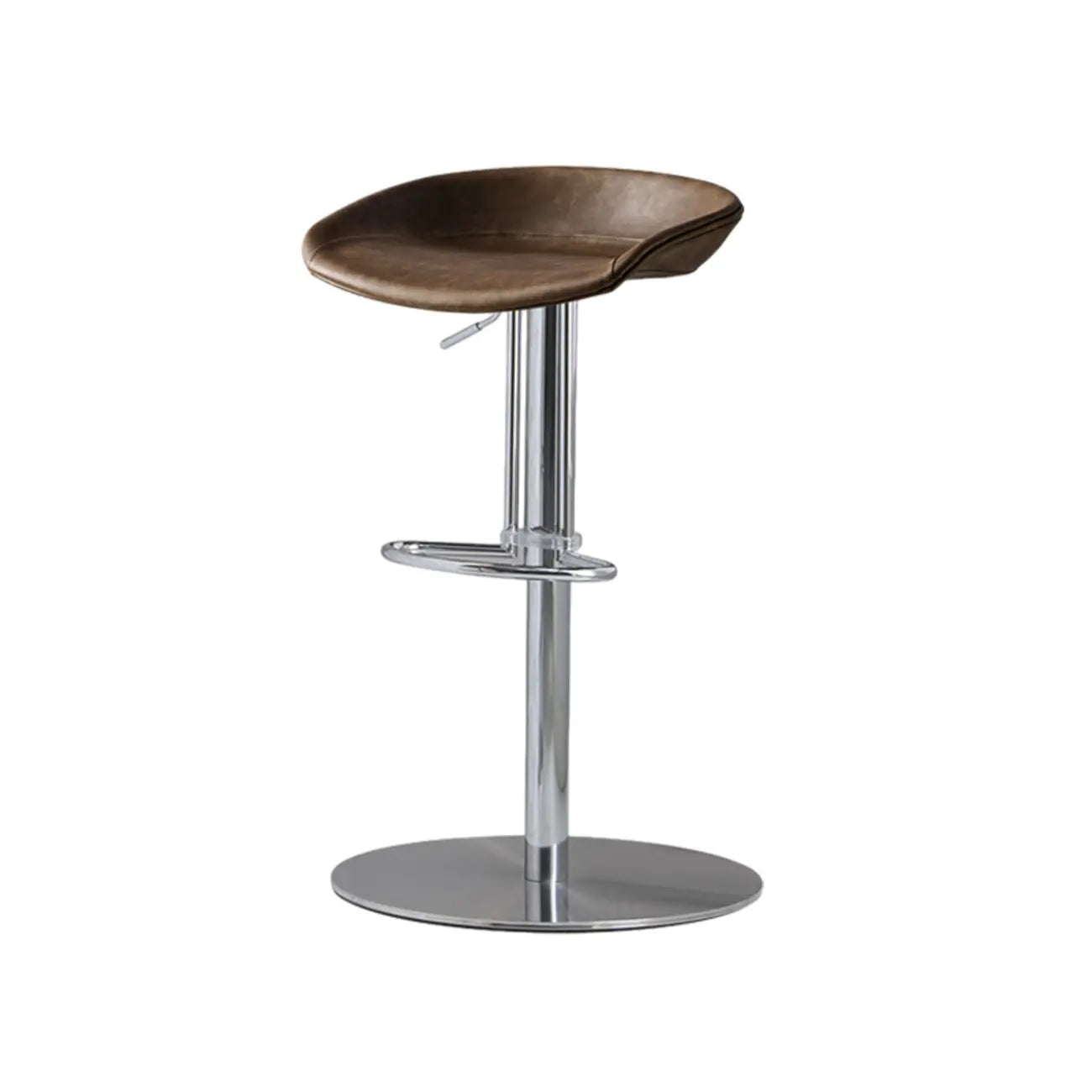 Adjustable Black Leather Saddle Swivel Bar Stools