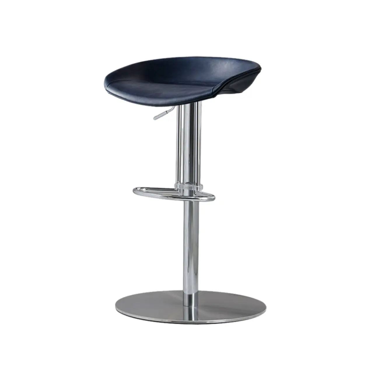 Adjustable Black Leather Saddle Swivel Bar Stools