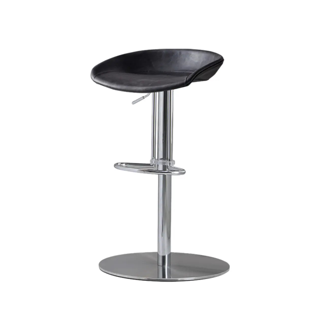 Adjustable Black Leather Saddle Swivel Bar Stools