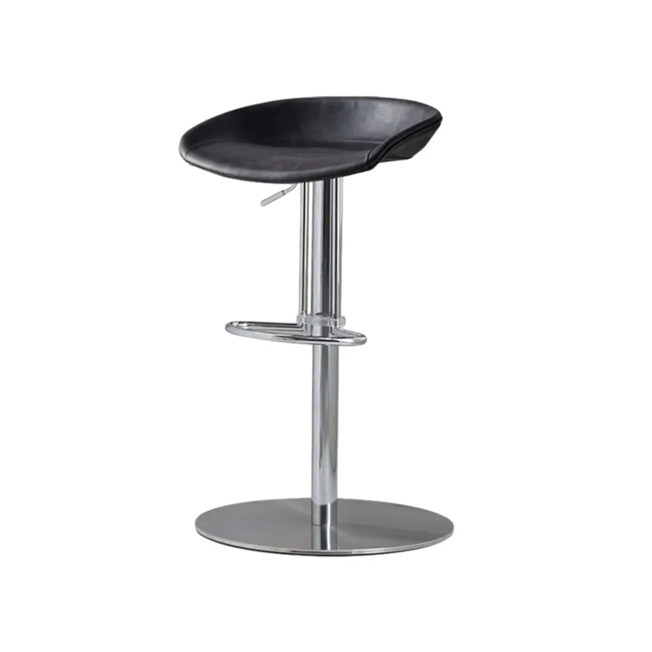 Adjustable Black Leather Saddle Swivel Bar Stools