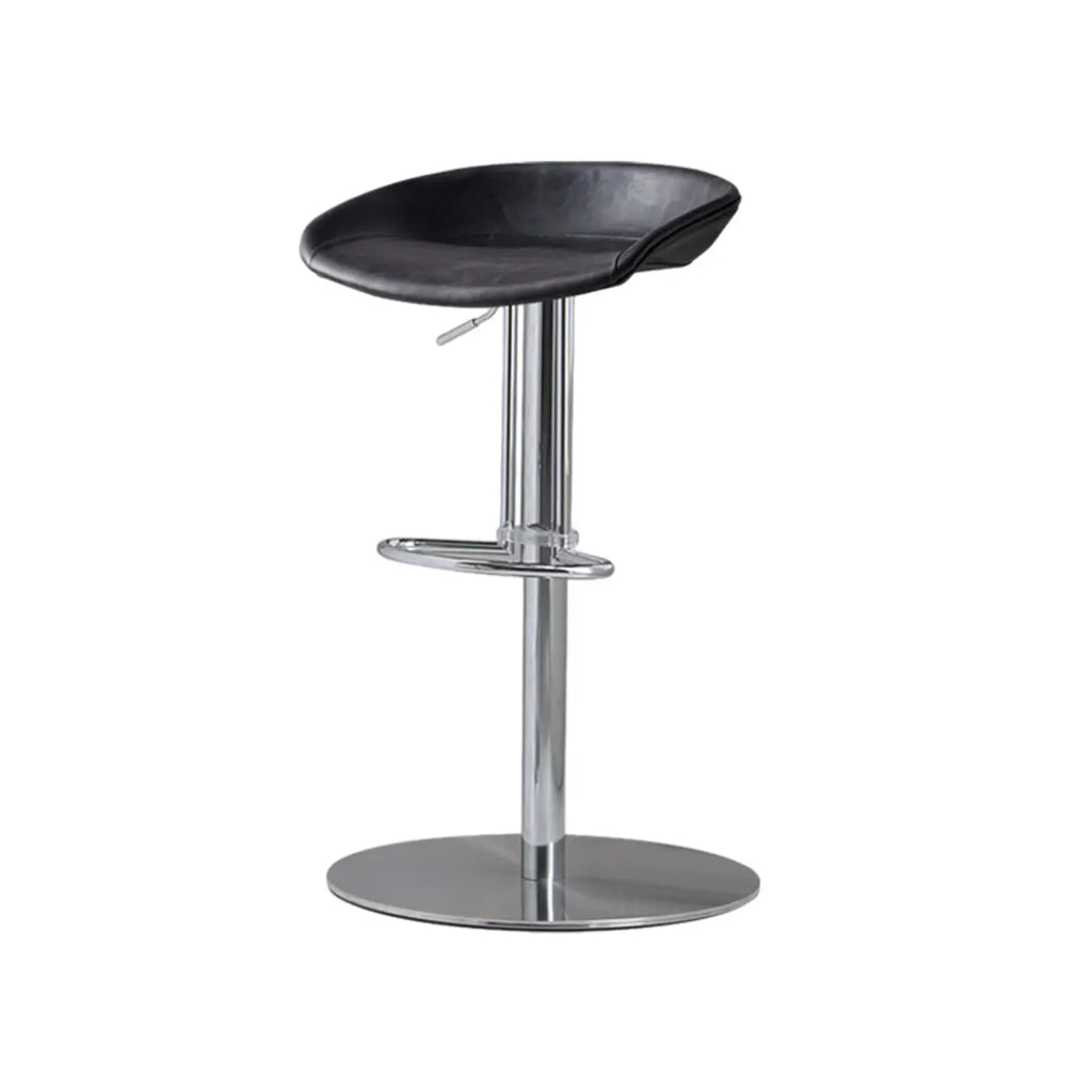 Adjustable Black Leather Saddle Swivel Bar Stools
