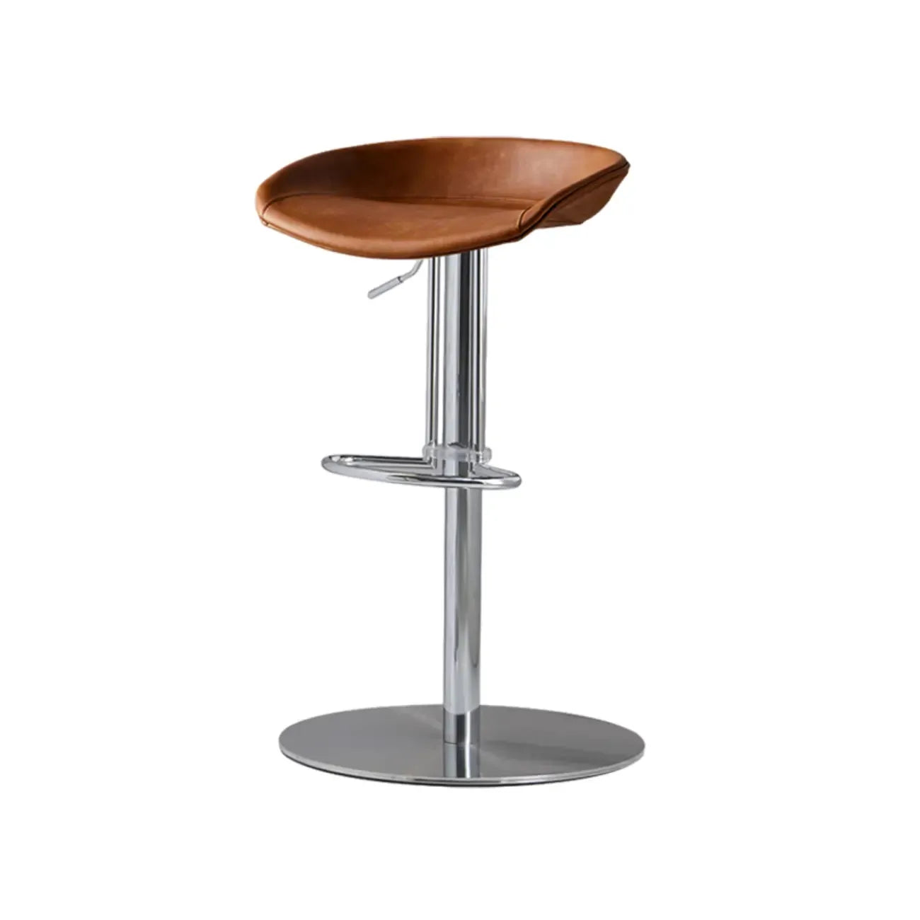 Adjustable Black Leather Saddle Swivel Bar Stools