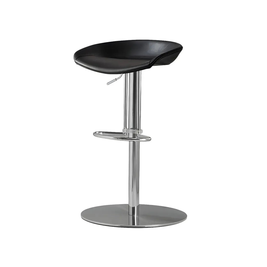Adjustable Black Leather Saddle Swivel Bar Stools