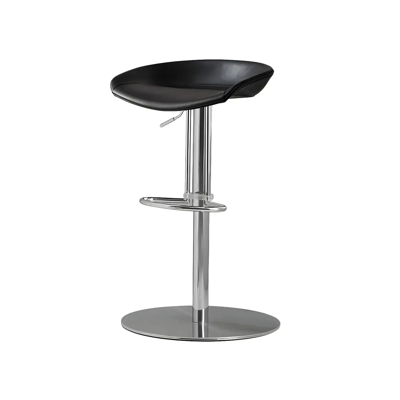 Adjustable Black Leather Saddle Swivel Bar Stools