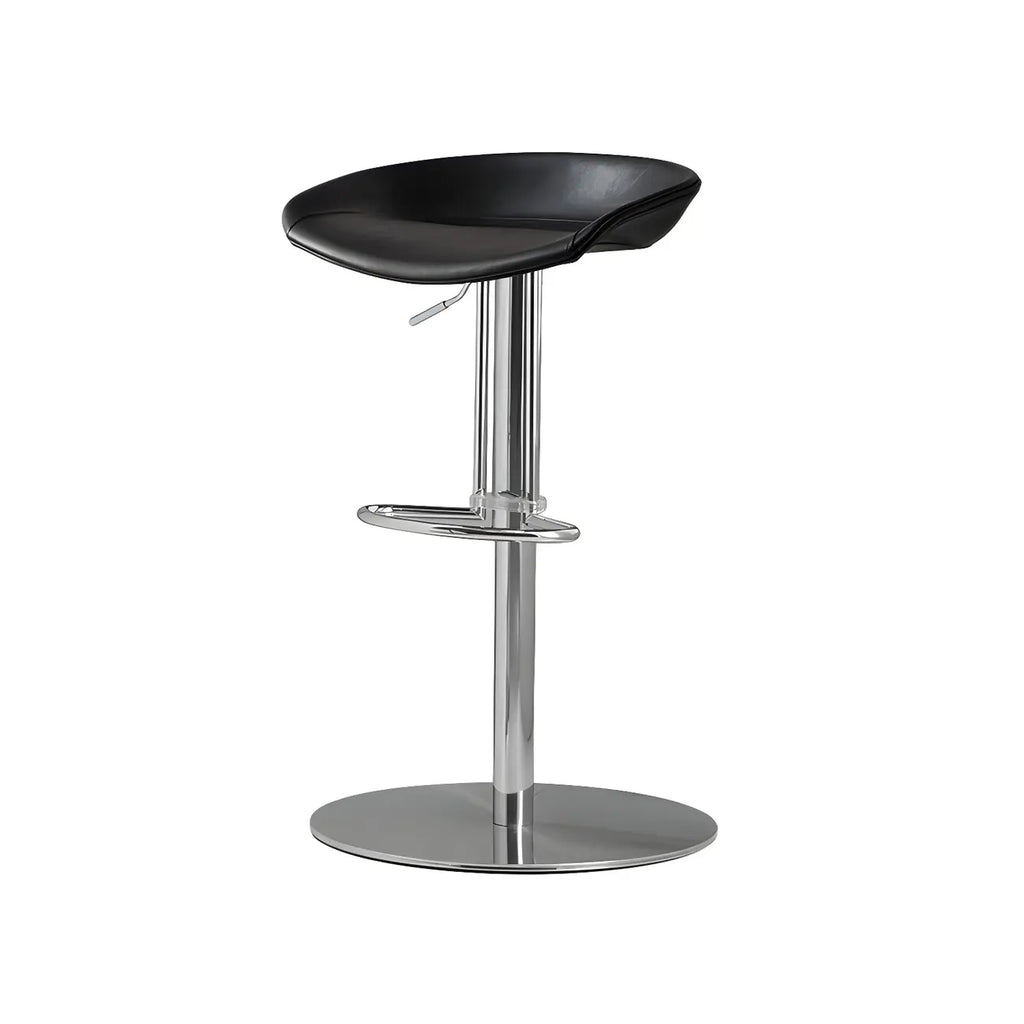 Adjustable Black Leather Saddle Swivel Bar Stools