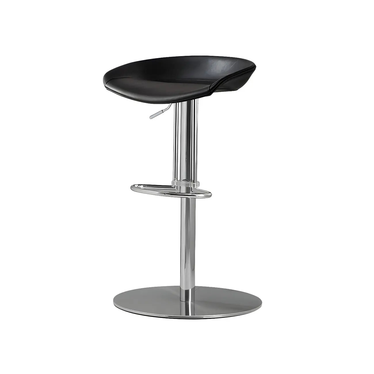 Adjustable Black Leather Saddle Swivel Bar Stools