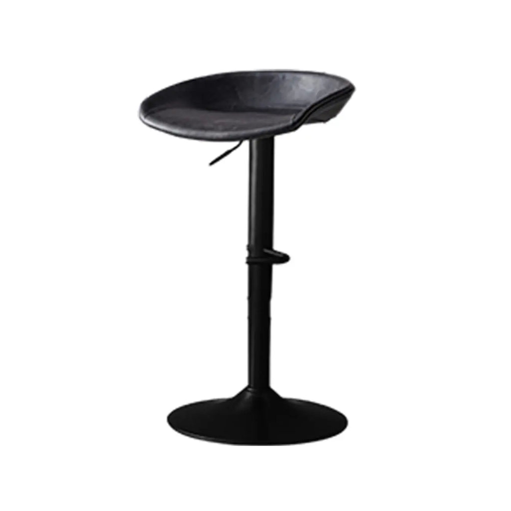 Adjustable Black Leather Saddle Swivel Bar Stools