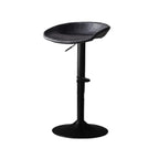 Adjustable Black Leather Saddle Swivel Bar Stools