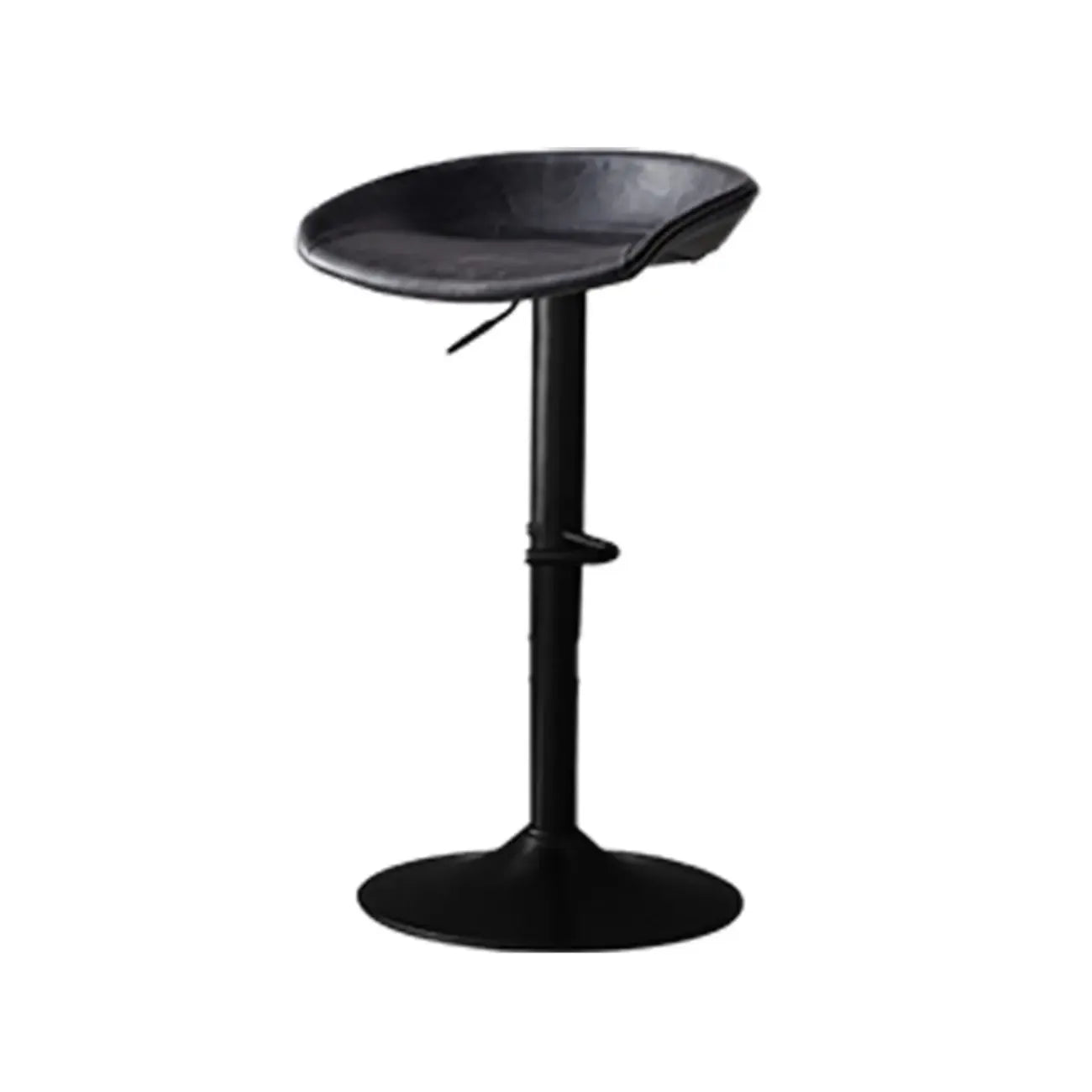 Adjustable Black Leather Saddle Swivel Bar Stools