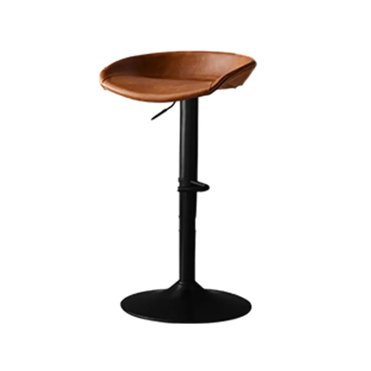 Adjustable Black Leather Saddle Swivel Bar Stools
