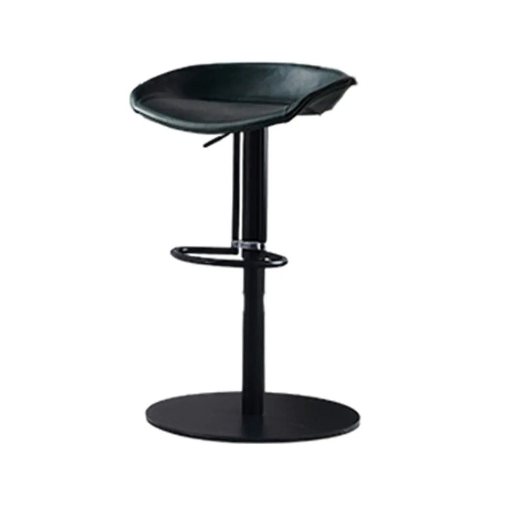 Adjustable Black Leather Saddle Swivel Bar Stools