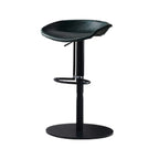 Adjustable Black Leather Saddle Swivel Bar Stools