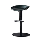 Adjustable Black Leather Saddle Swivel Bar Stools