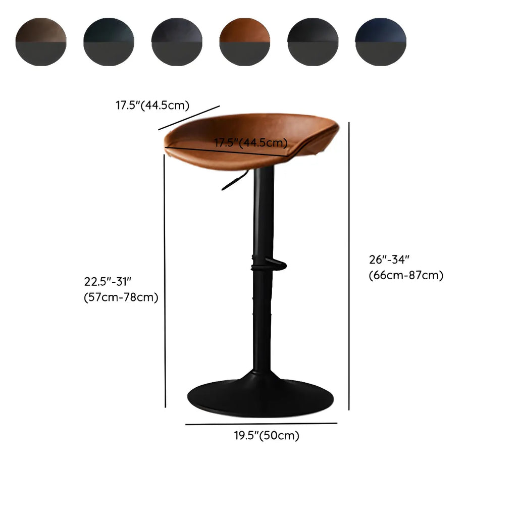 Adjustable Black Leather Saddle Swivel Bar Stools
