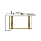 Glamorous White Stone Top Gold Metal Trestle Bar Table
