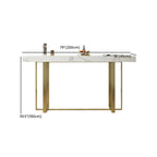 Glamorous White Stone Top Gold Metal Trestle Bar Table