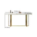 Glamorous White Stone Top Gold Metal Trestle Bar Table