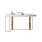 Glamorous White Stone Top Gold Metal Trestle Bar Table