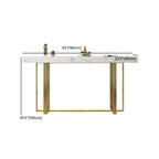 Glamorous White Stone Top Gold Metal Trestle Bar Table