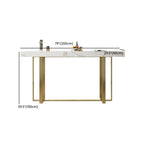 Glamorous White Stone Top Gold Metal Trestle Bar Table