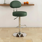 Round Adjustable Faux Leather Bar Stools with Back