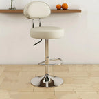 Round Adjustable Faux Leather Bar Stools with Back