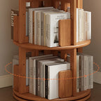 Narrow Cherry Wood Vertical 6 Shelf Rotating Bookshelf