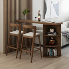 Modern Brown Pine Wooden Three-Shelf Bar Tables for Home