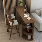Modern Brown Pine Wooden Three-Shelf Bar Tables for Home