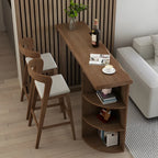 Modern Brown Pine Wooden Three-Shelf Bar Tables for Home