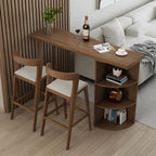 Modern Brown Pine Wooden Three-Shelf Bar Tables for Home
