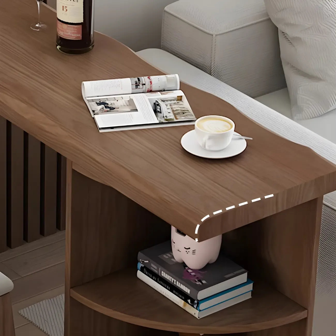 Modern Brown Pine Wooden Three-Shelf Bar Tables for Home