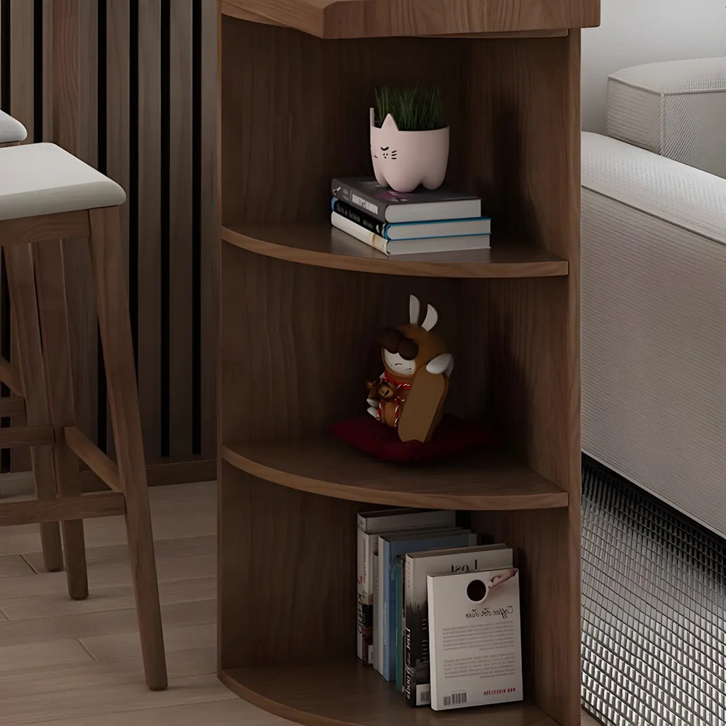 Modern Brown Pine Wooden Three-Shelf Bar Tables for Home