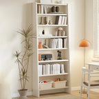 Tall Modern White Wooden Open Vertical Bookcase