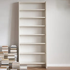Tall Modern White Wooden Open Vertical Bookcase