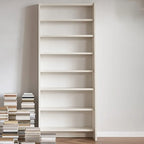 Tall Modern White Wooden Open Vertical Bookcase